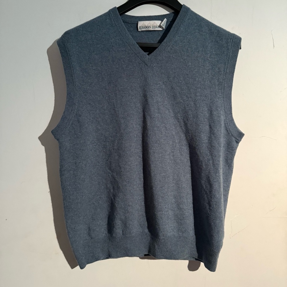 Men's‎ cashmere V-Neck Sweater Vest in Blue XL